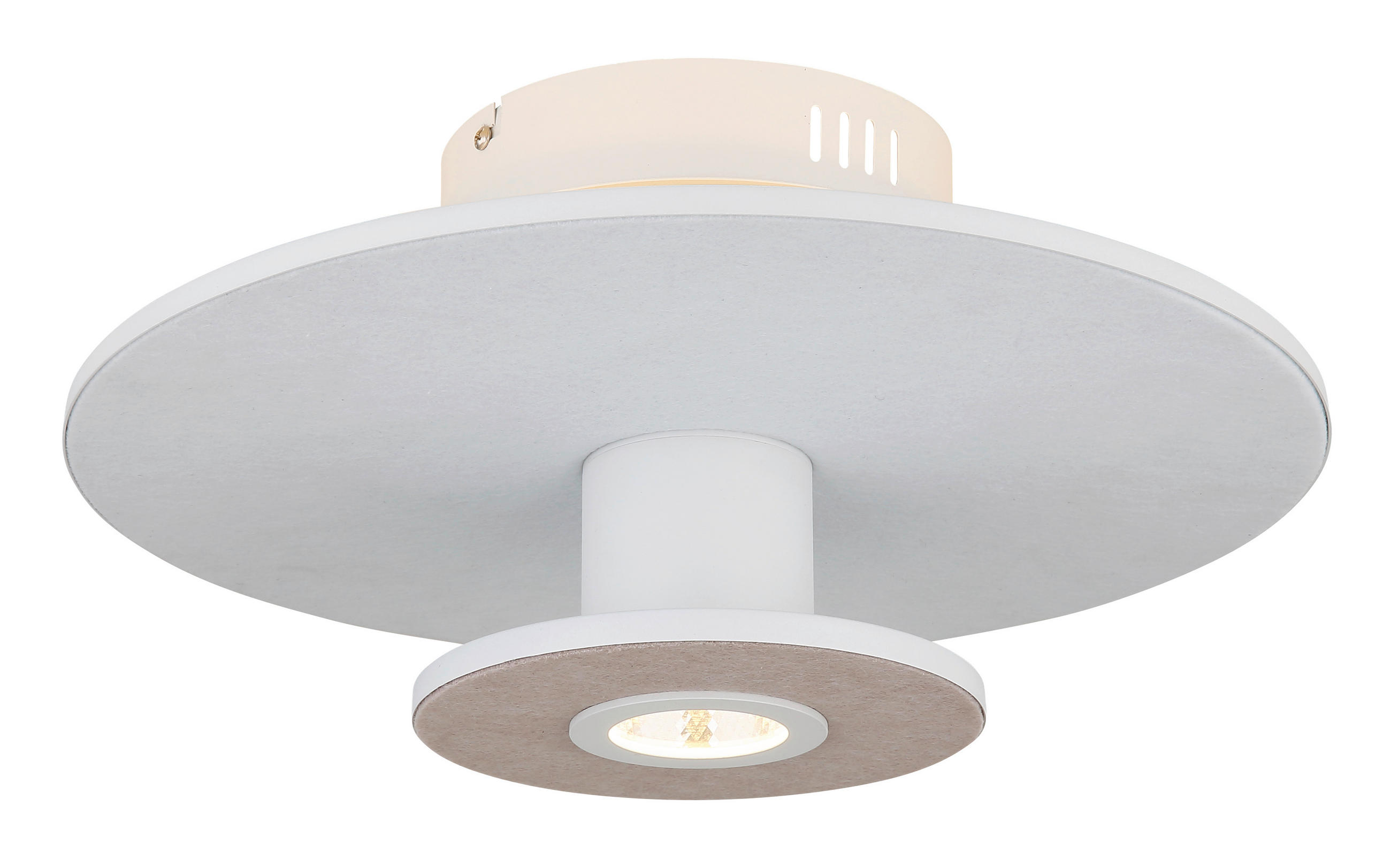 LED-DECKENLEUCHTE  38/18 cm    - Weiss/Beige, Basics, Kunststoff/Textil (38/18cm) - Globo