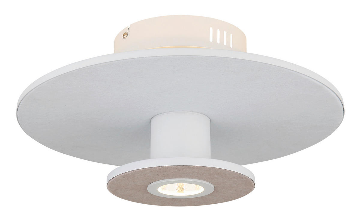 LED-DECKENLEUCHTE  38/18 cm    - Weiss/Beige, Basics, Kunststoff/Textil (38/18cm) - Globo