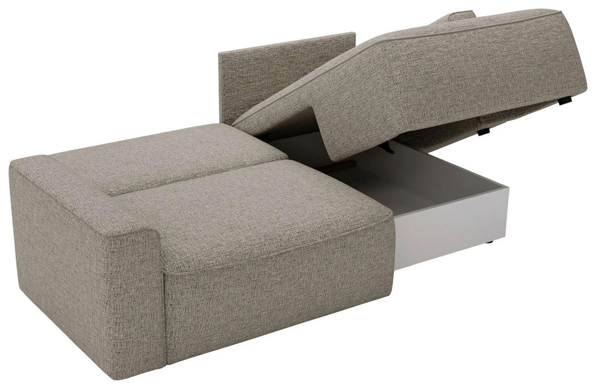 ECKSOFA in Chenille Taupe  - Taupe/Schwarz, Design, Kunststoff/Textil (233/144cm) - Livetastic