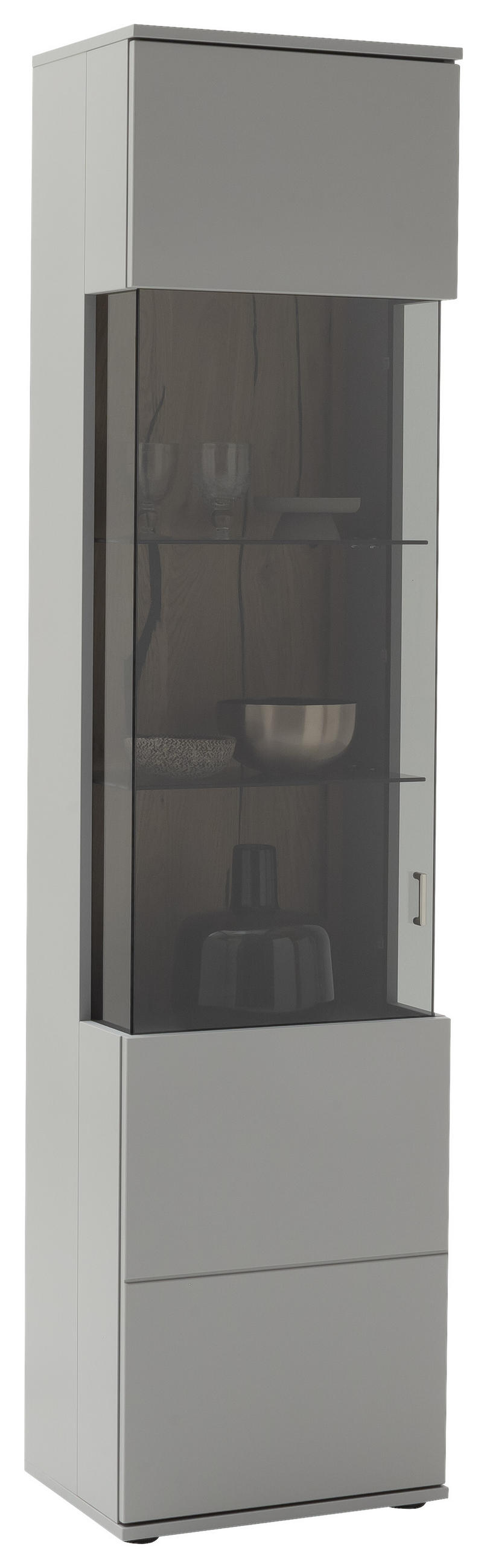 VITRINE in furniert Grau, Eichefarben  - Eichefarben/Schwarz, Design, Glas/Holzwerkstoff (50/207/38cm) - MID.YOU