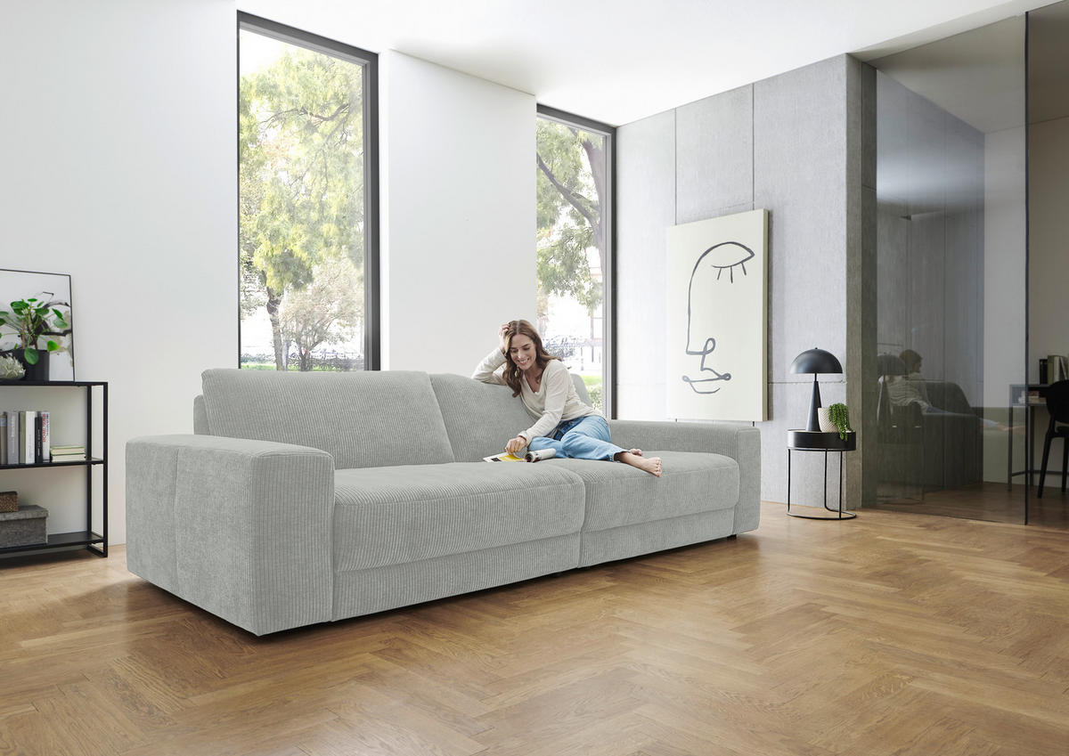BIGSOFA in Chenille, Jacquard Hellgrau  - Hellgrau/Schwarz, Design, Kunststoff/Textil (270/83/125cm) - Niels Andersson