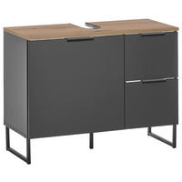 WASCHBECKENUNTERSCHRANK 80/60/35 cm  - Eichefarben/Schwarz, KONVENTIONELL, Holzwerkstoff/Metall (80/60/35cm) - home24