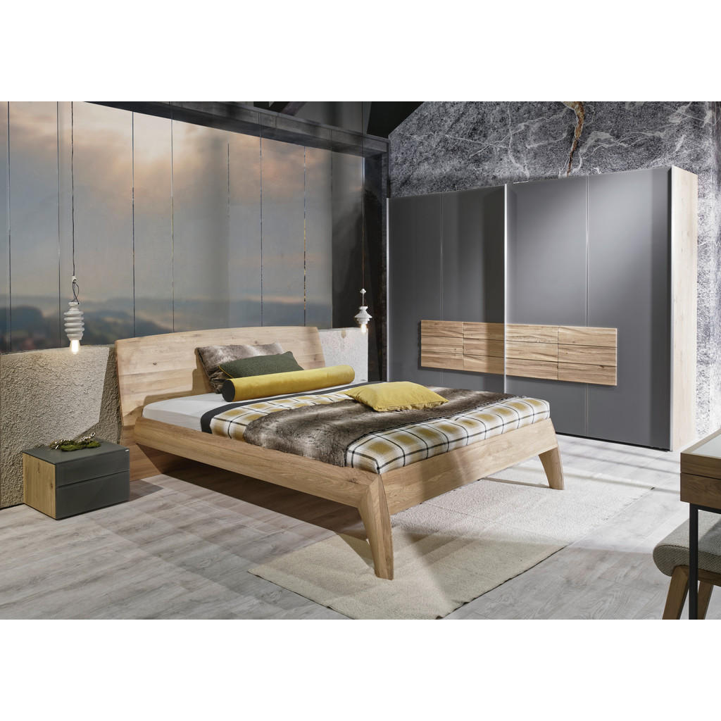 Thumbnail - Voglauer Bett, Eiche, Holz, Wildeiche, massiv, 180x200 cm, Goldenes M, Über- und Sondergrößen erhältlich, in verschieden...