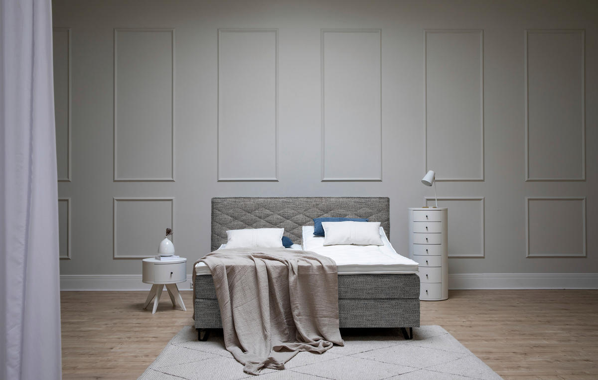BOXSPRINGBETT 160/200 cm  in Anthrazit  - Anthrazit/Schwarz, Konventionell, Holz/Textil (160/200cm) - Sjöholm