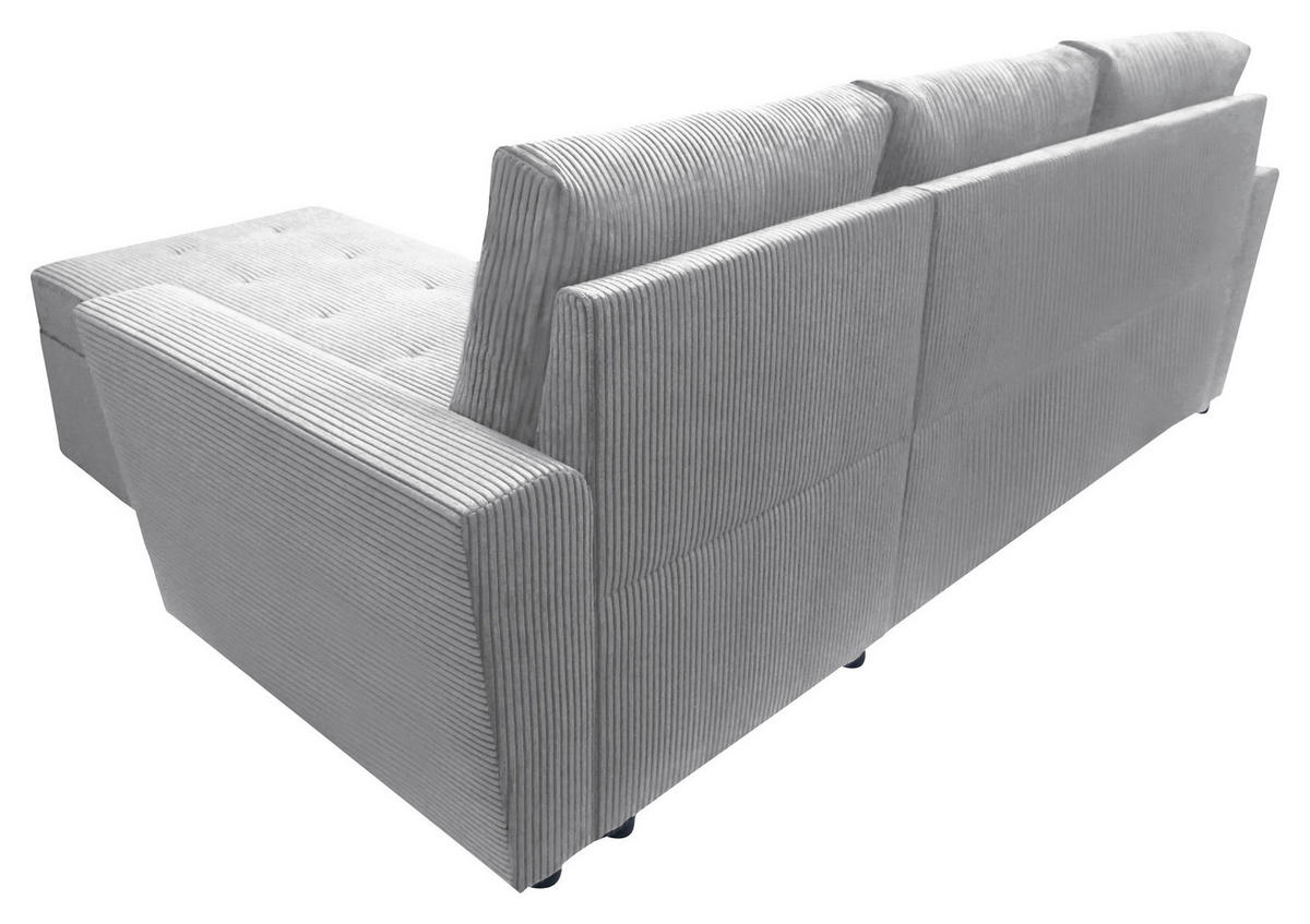 ECKSOFA in Cord Hellgrau  231/155 cm  - Hellgrau/Schwarz, Design, Kunststoff/Textil (231/155cm) - MID.YOU