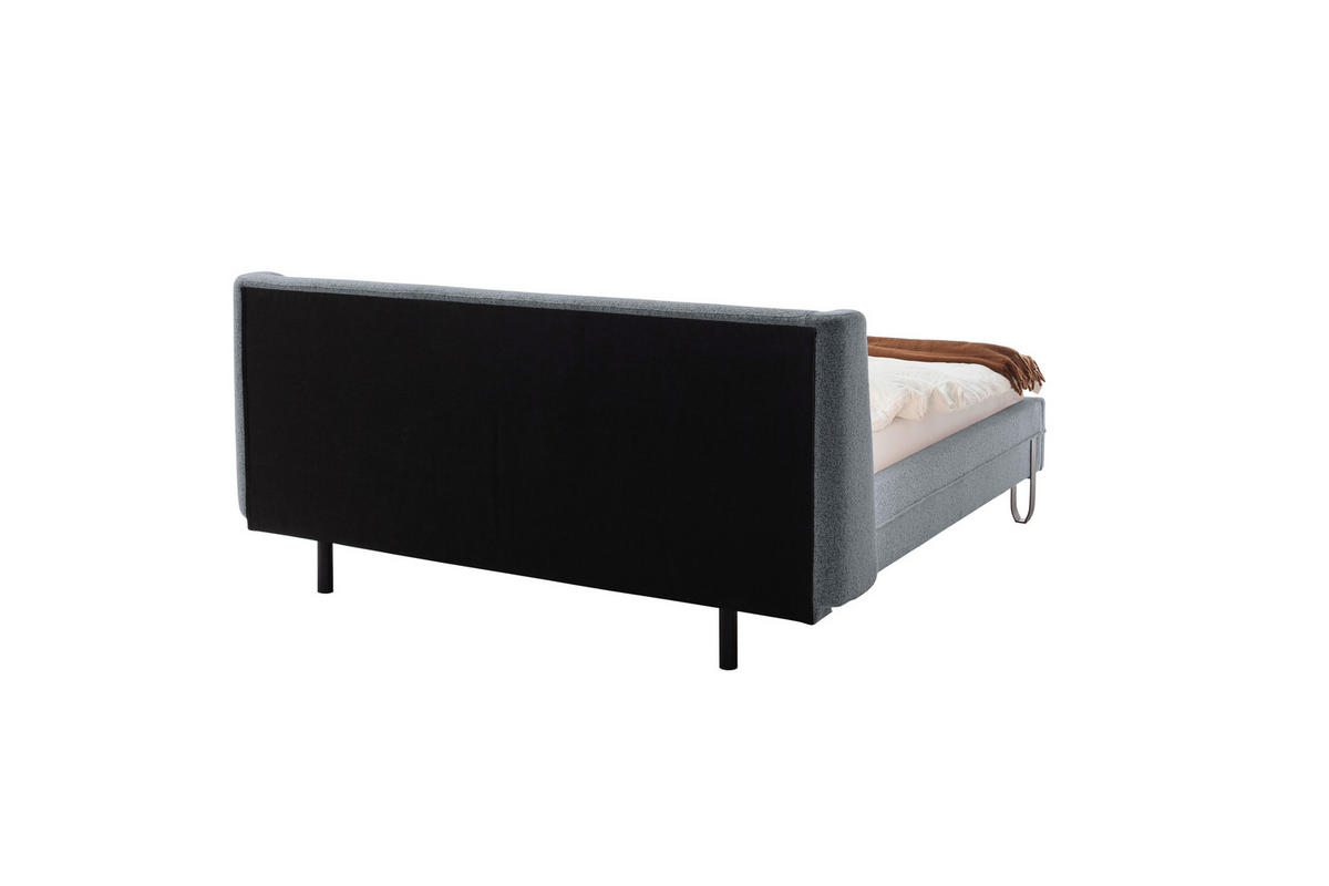 POLSTERBETT Beleuchtung Grau 140/200 cm  - Schwarz/Grau, MODERN, Textil/Metall (140/200cm) - Novel