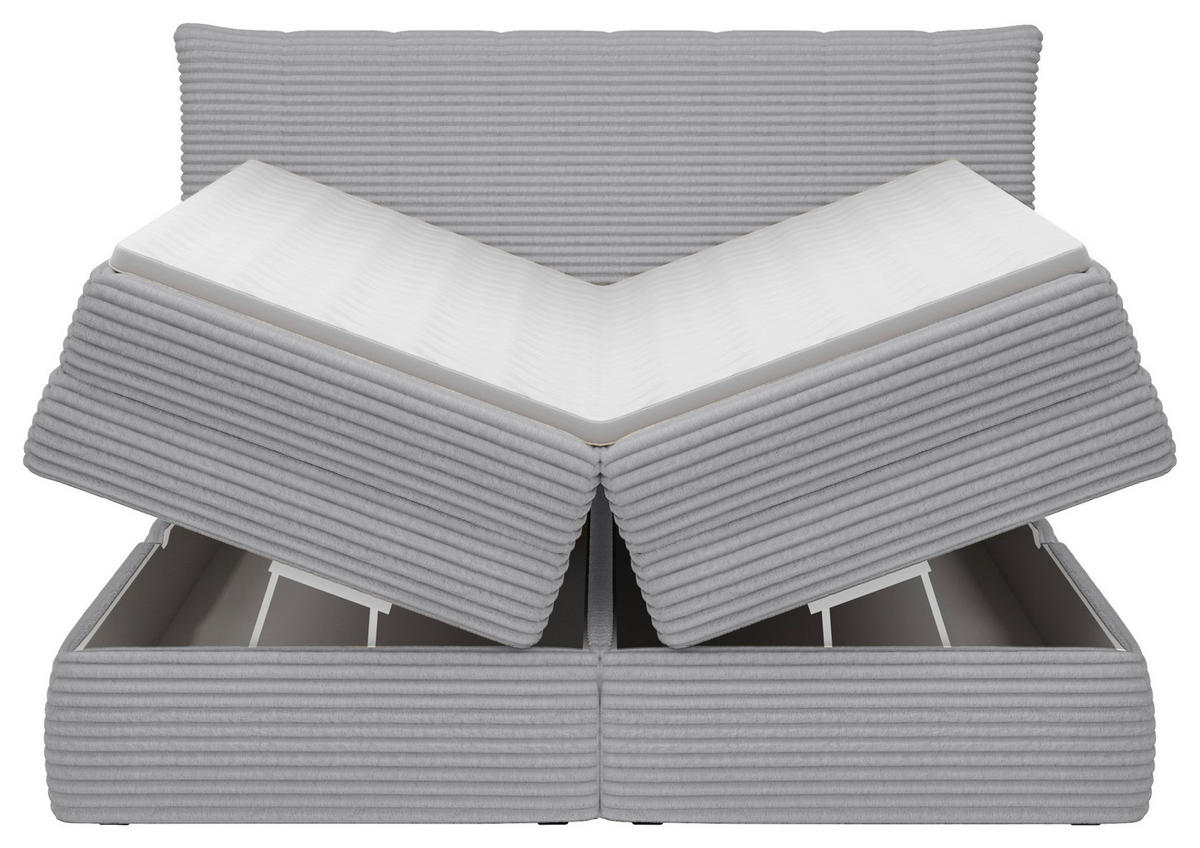 BOXSPRINGBETT 180/200 cm  in Hellgrau  - Hellgrau/Schwarz, Design, Kunststoff/Textil (180/200cm) - Chameo