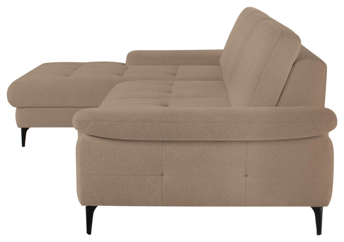 ECKSOFA ALMA in Chenille Beige  191/285 cm  - Beige/Schwarz, Design, Textil/Metall (191/285cm) - Livetastic