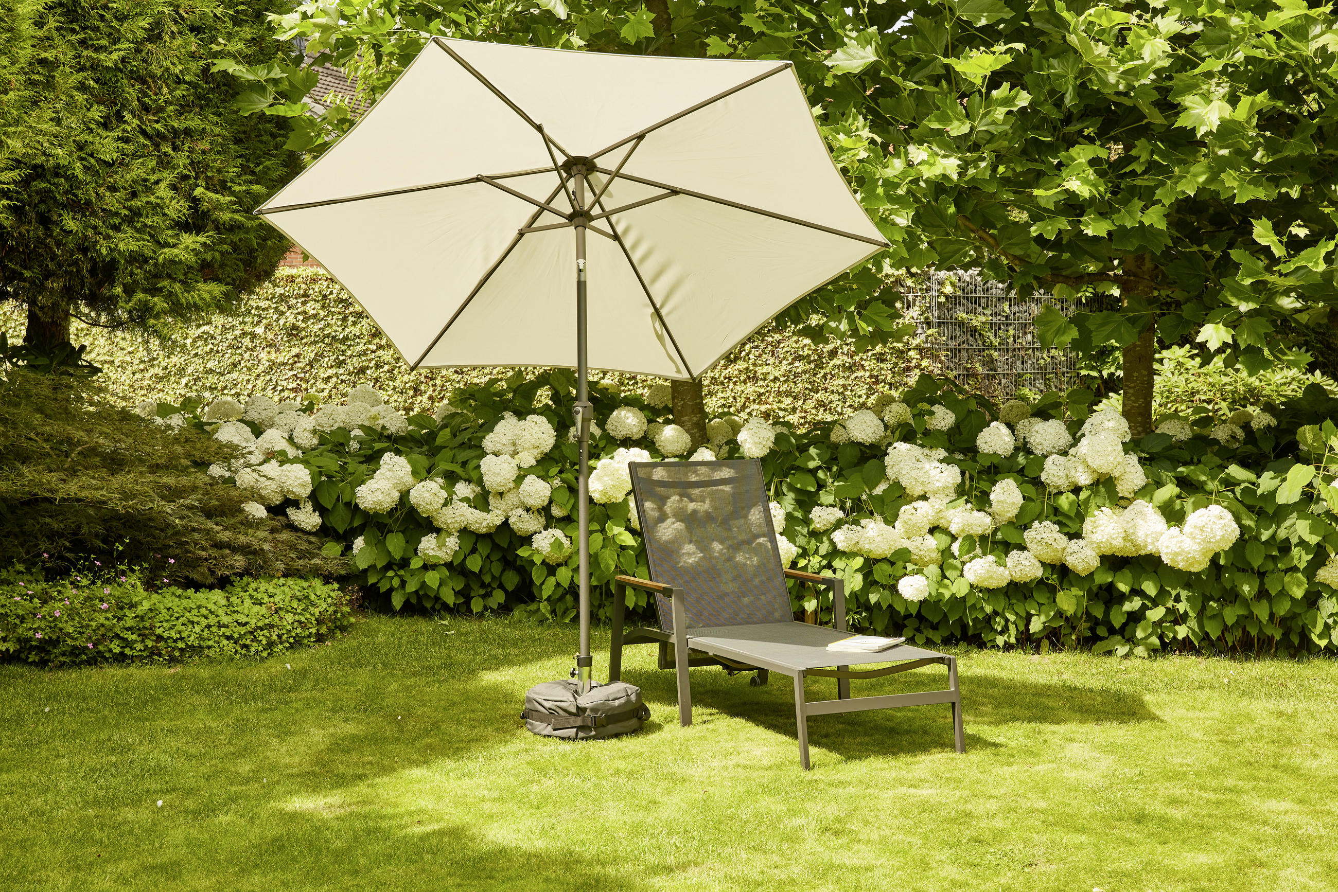 SONNENSCHIRM - Anthrazit/Beige, KONVENTIONELL, Textil/Metall (250/250cm) - Siena Garden