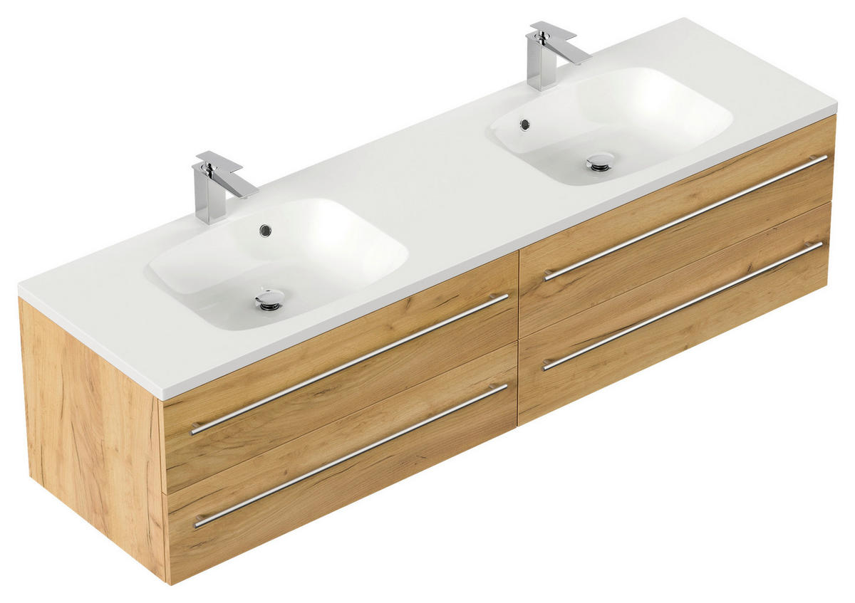 WASCHTISCHKOMBI 180 cm  - Eichefarben/Weiß, Basics, Holzwerkstoff/Stein (180cm) - MID.YOU