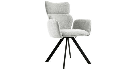 ARMLEHNSTUHL  inklusive Armlehnen Leinenoptik  - Schwarz/Grau, Design, Holz/Textil (64,5/93/61cm) - Hom`in