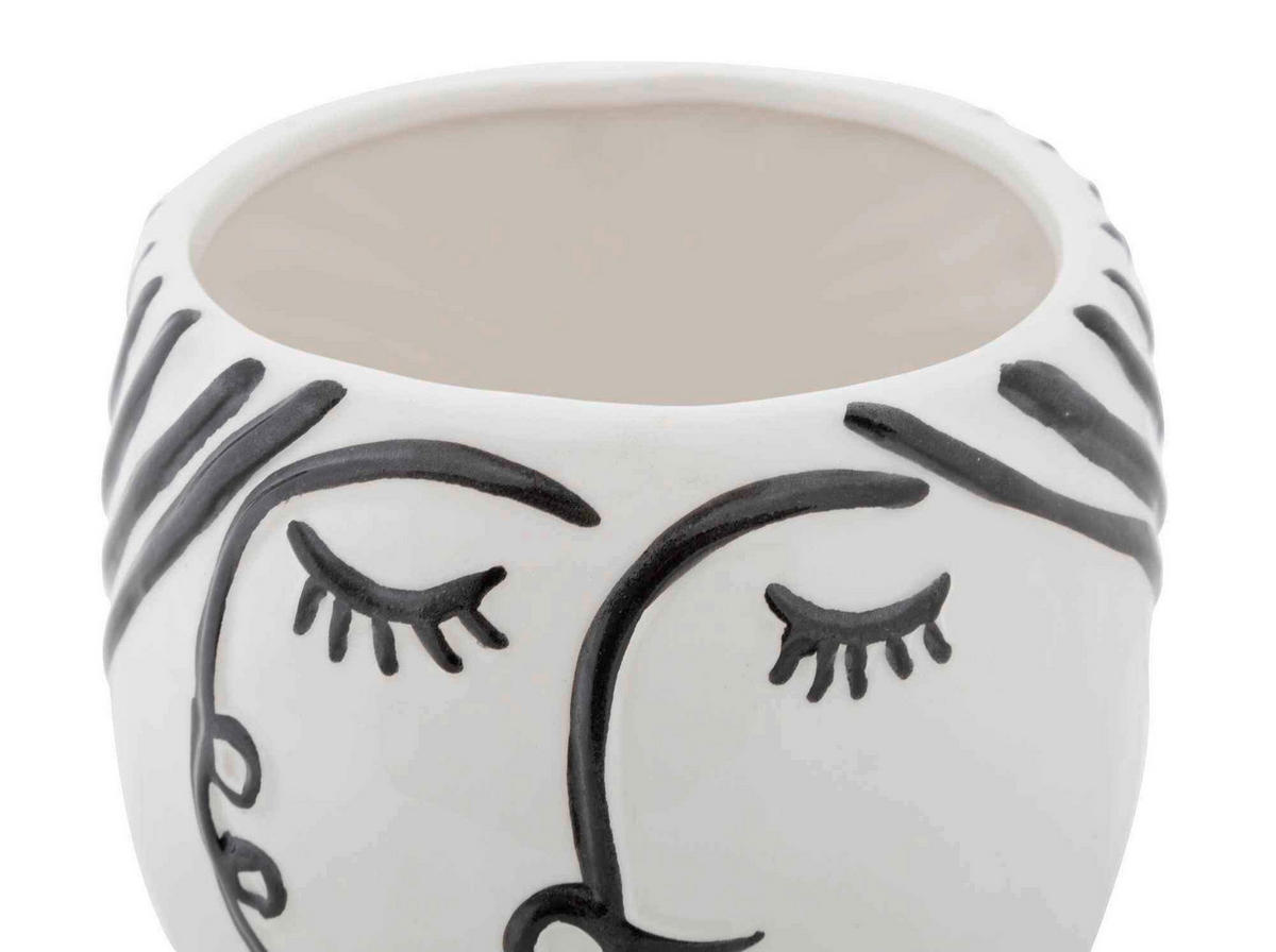 Vase Pot Face  - Schwarz/Weiß, Basics, Keramik (14/18,2/14cm)