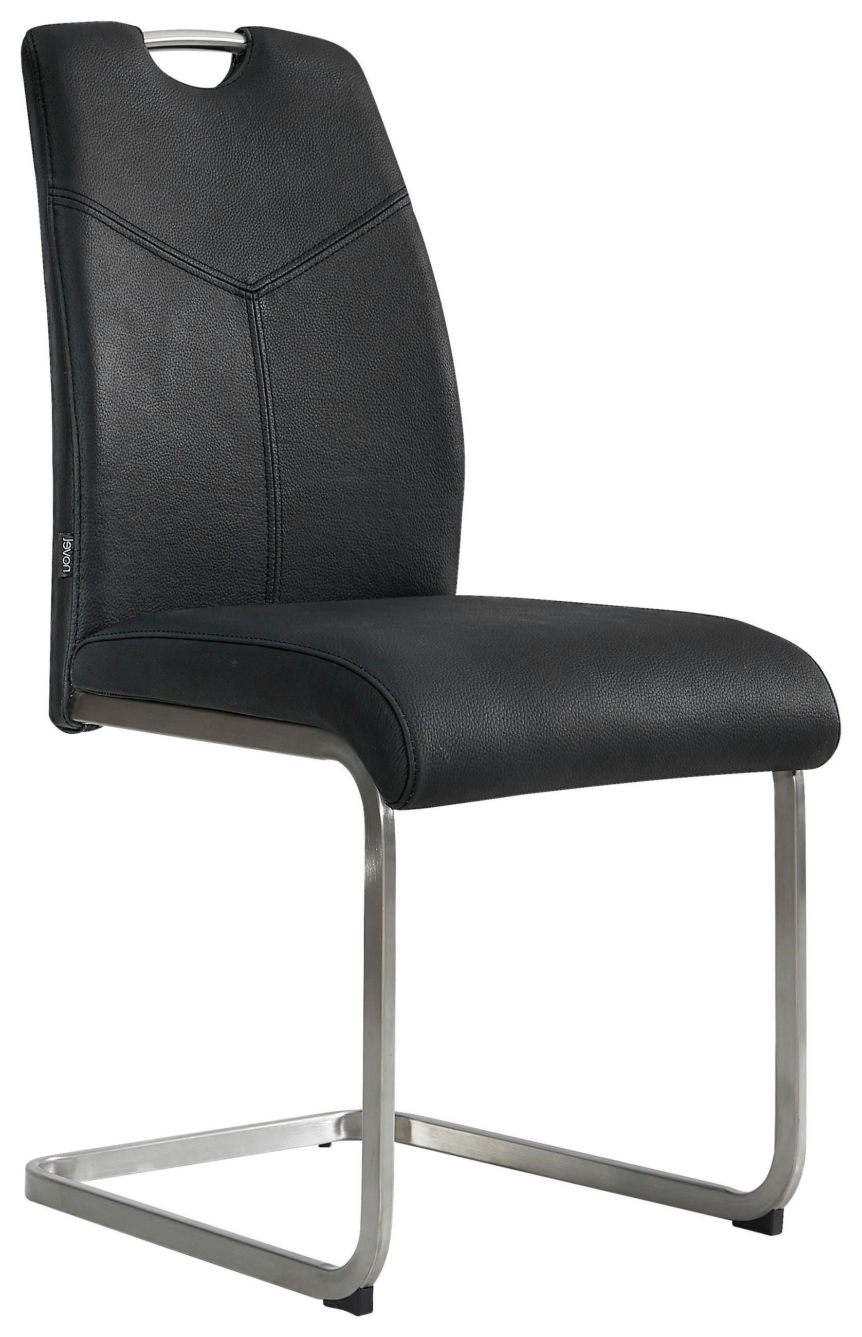 SVIKTSTOL  med handtag  äkta läder  svart, stålfärgad  - stålfärgad/svart, Design, metall/läder (44/97.5/58.5cm) - Novel