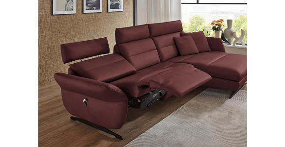 ECKSOFA in Echtleder Bordeaux  300/157 cm  - Bordeaux/Schwarz, Design, Leder/Metall (300/157cm) - Dieter Knoll