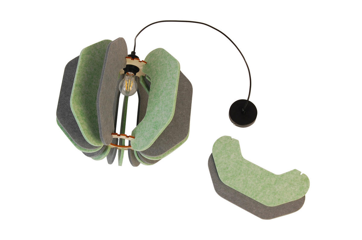 HÄNGELEUCHTE 43/135 cm   - Grau/Grün, Trend, Kunststoff/Textil (43/135cm) - Novel