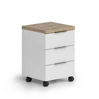 PREDALNIK NA KOLESCIH  bela, barve hrasta  - črna/barve hrasta, Design, kovina/umetna masa (45/43/64,5cm) - Voleo