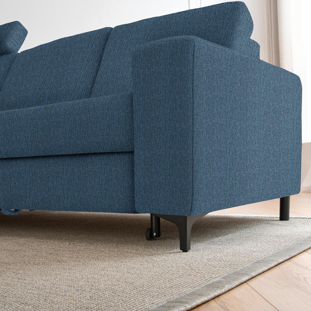 ECKSOFA in Webstoff Blau  - Blau/Schwarz, Konventionell, Textil/Metall (167/247cm) - Stylife