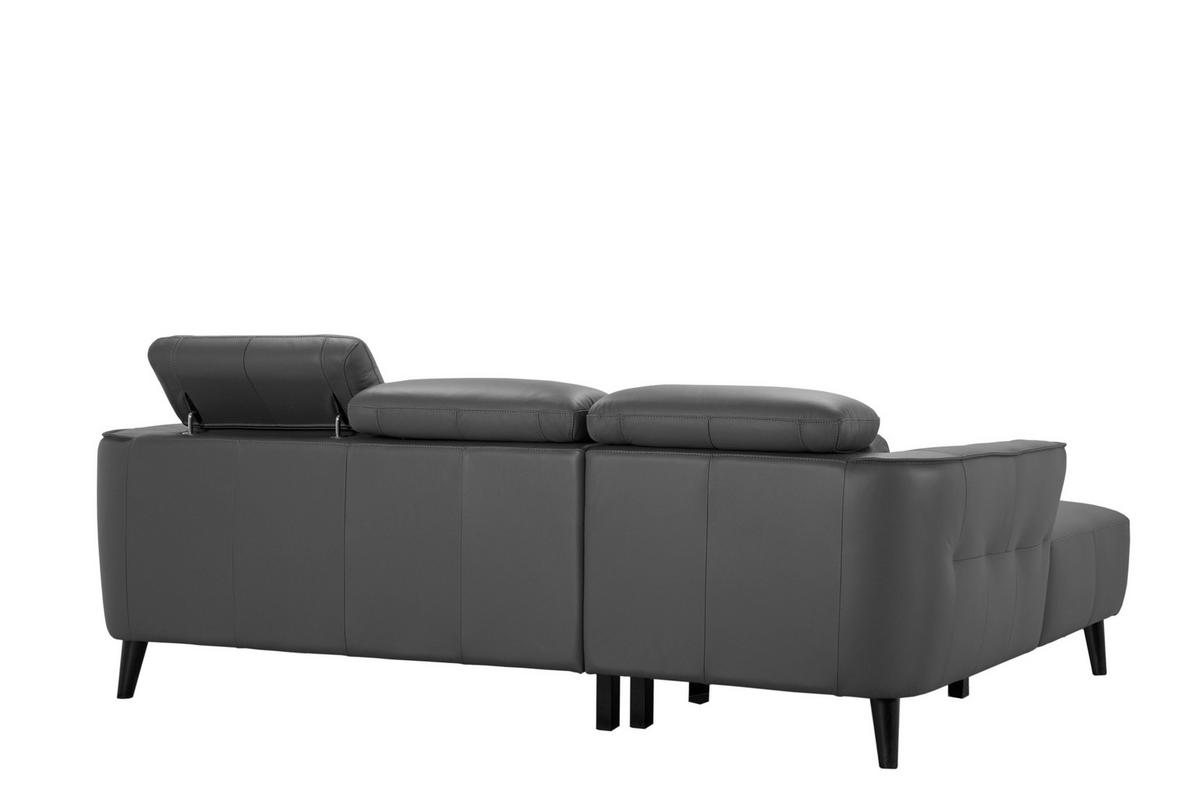 SAROKKANAPÉ bőr szürke  - fekete/szürke, Konventionell, bőr (173/223cm) - MID.YOU