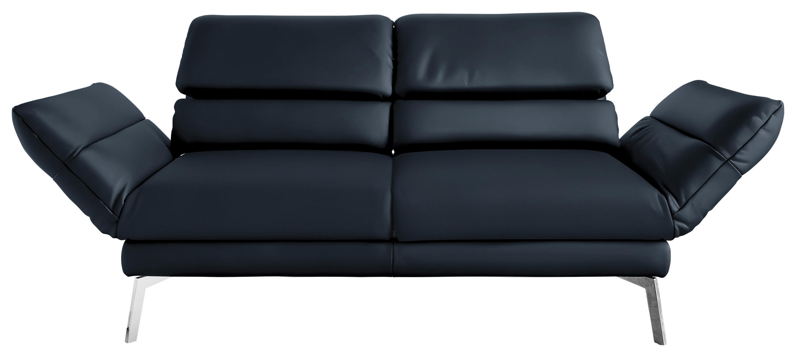 2-SITZER-SOFA in Echtleder Dunkelblau  - Chromfarben/Dunkelblau, Design, Leder/Metall (178-226/82/96-177cm) - Dieter Knoll