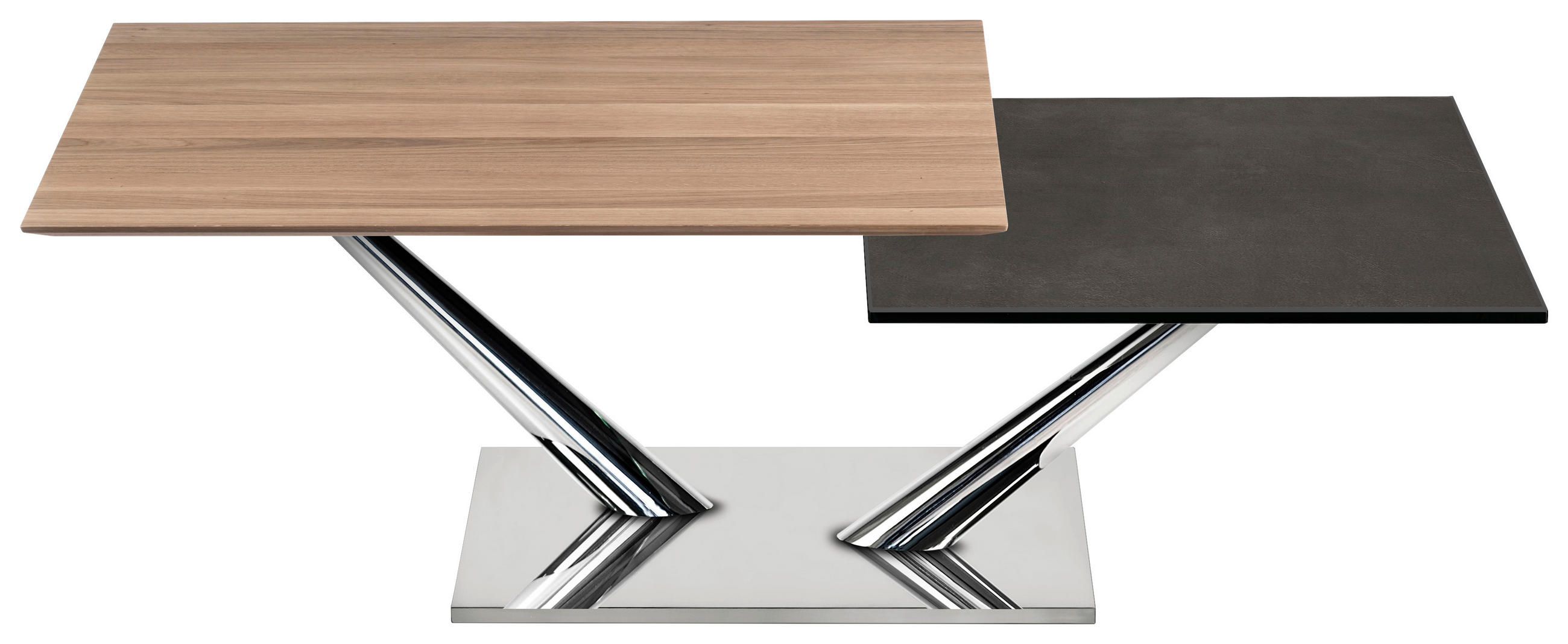 COUCHTISCH in Holz, Metall, Keramik 84-129/106/40 cm  - Chromfarben/Eichefarben, Design, Holz/Keramik (84-129/106/40cm) - Naos