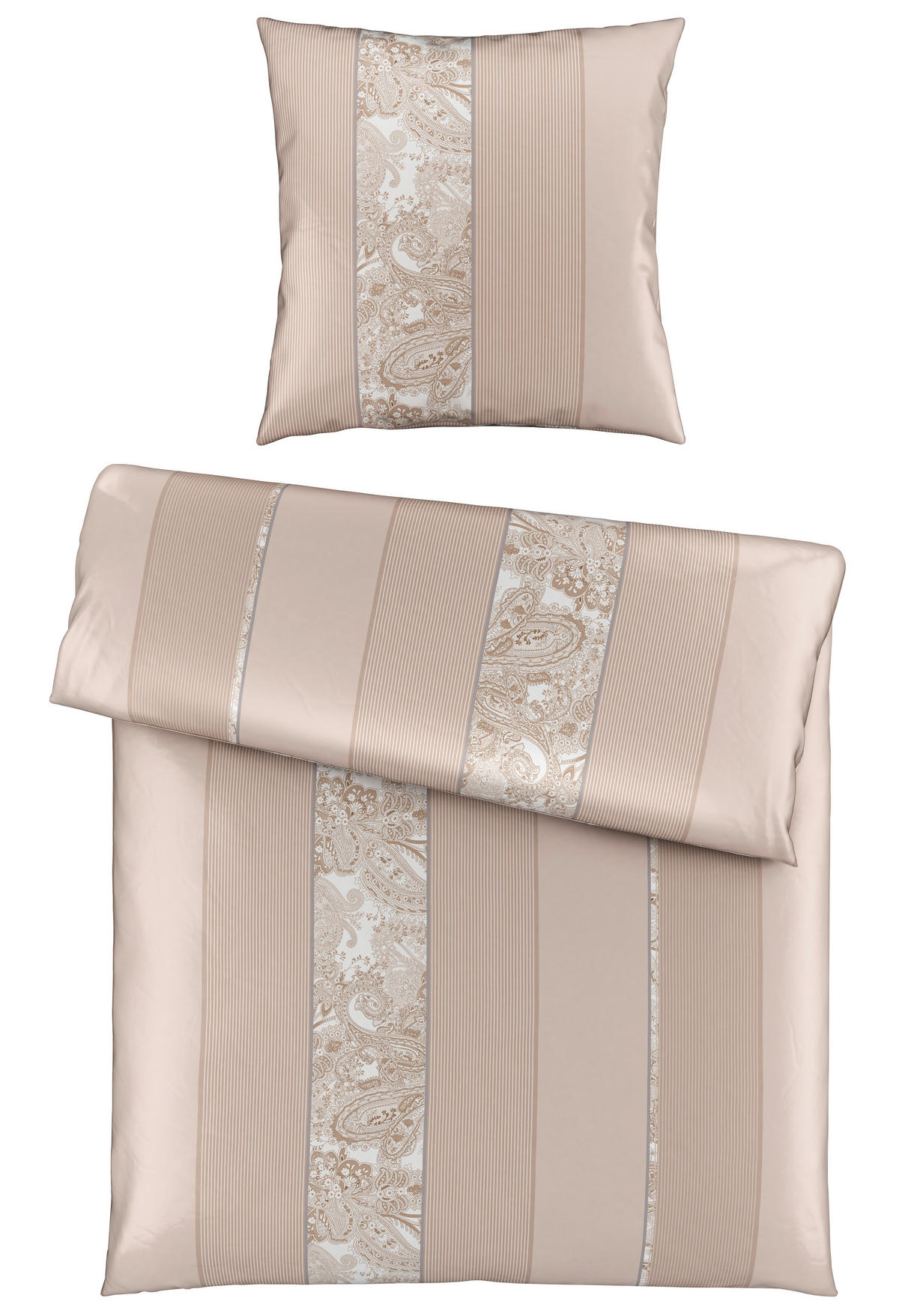 BETTWÄSCHESET STRIPES DK Satin 160/210 cm  65 cm/100 cm  - Beige, Design, Textil (160/210cm) - Dieter Knoll