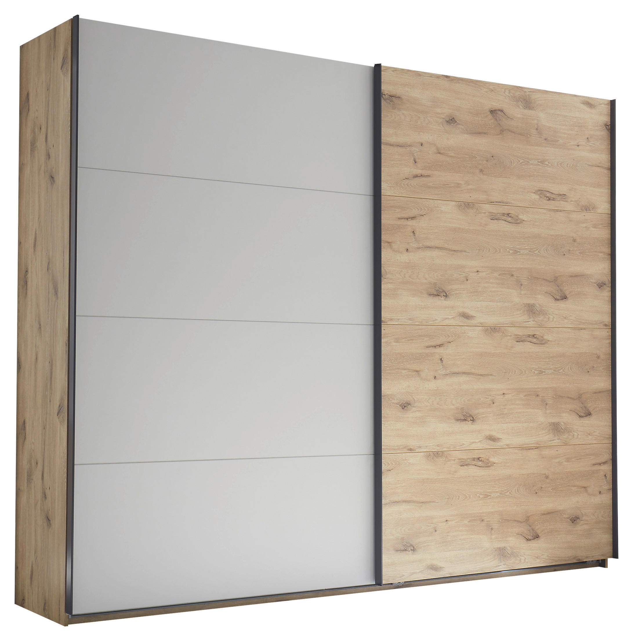 SCHWEBETÜRENSCHRANK in Eichefarben, Hellgrau  - Eichefarben/Hellgrau, Modern, Holzwerkstoff/Metall (270/225/60cm) - Venda