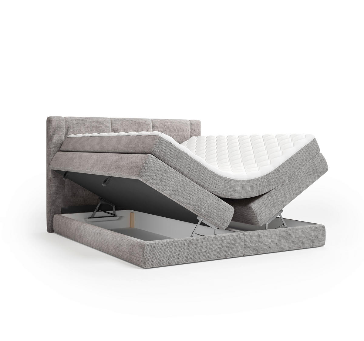 BOXSPRINGBETT 180/200 cm,  in Taupe, gepolstertes Kopfteil, Bettkasten, Topper, Wendematratze mit unterschiedlichen Härtegraden, H2 + H3 = mittel + fest  - Taupe/Schwarz, Design, Kunststoff/Textil (180/200cm) - Esposa