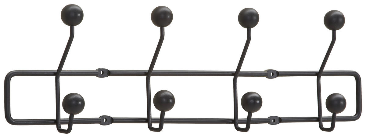 HAKENLEISTE  in Schwarz  - Schwarz, Trend, Metall (52/14,5/5cm) - Carryhome