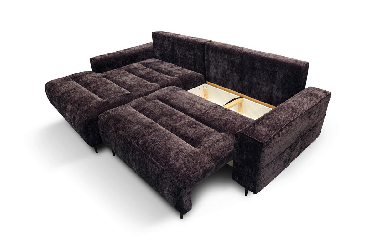 ECKSOFA Struktur Brombeere  - Brombeere/Schwarz, Design, Holz/Textil (160/260cm) - MID.YOU