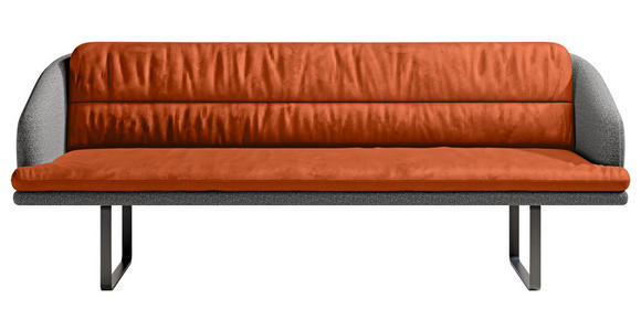 SITZBANK 255/89/68 cm Velours, Flachgewebe Anthrazit, Kupferfarben Metall  - Anthrazit/Schwarz, Design, Textil/Metall (255/89/68cm) - Dieter Knoll