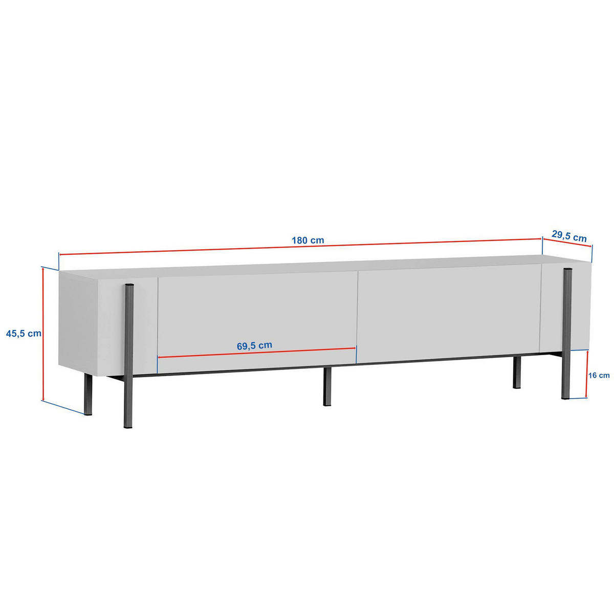 TV-ELEMENT Holzwerkstoff Goldfarben, Elfenbein  - Elfenbein/Goldfarben, MODERN, Holzwerkstoff (180/45/30cm) - MID.YOU