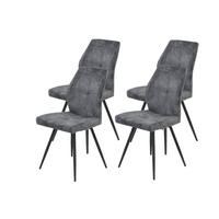 STUHL-SET 4 Stück Sitzfläche 360° drehbar Samt  - Anthrazit/Schwarz, MODERN, Textil/Metall (46/91/60cm) - MID.YOU