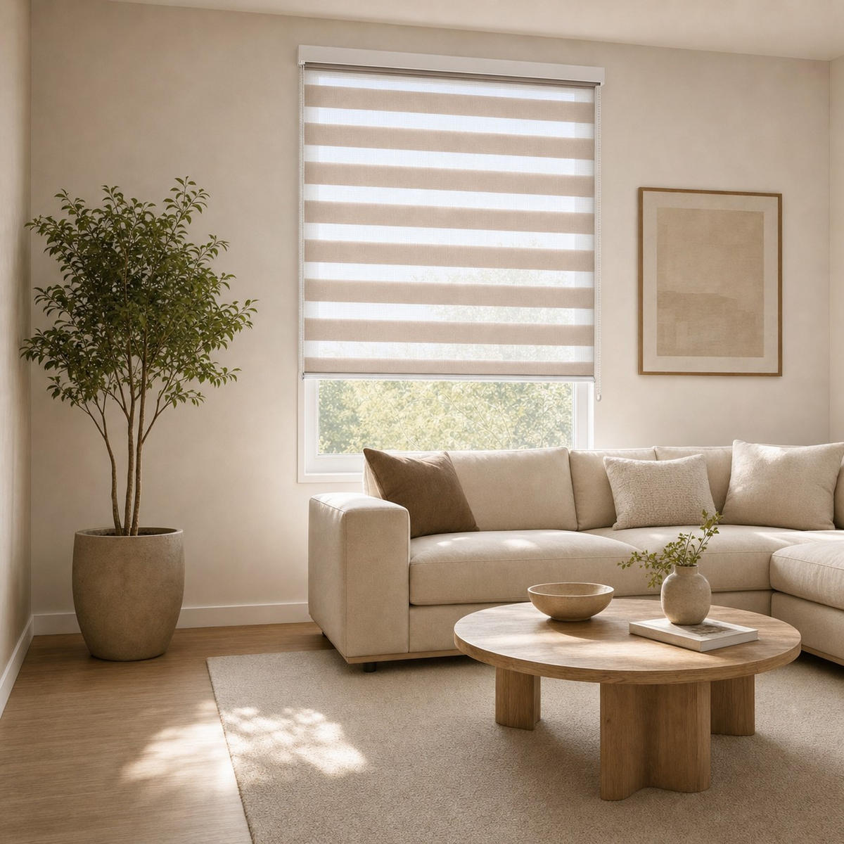 DUO ROLO montaža brez vrtanja  pol prosojno  100/160 cm    - svetlo rjava, Basics, tekstil (100/160cm) - Boxxx