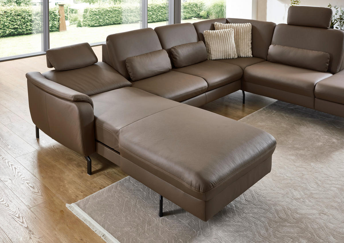 SAROKGARNITÚRA bőr barna  - barna/fekete, Konventionell, bőr/fém (168/306/224cm) - Beldomo Premium