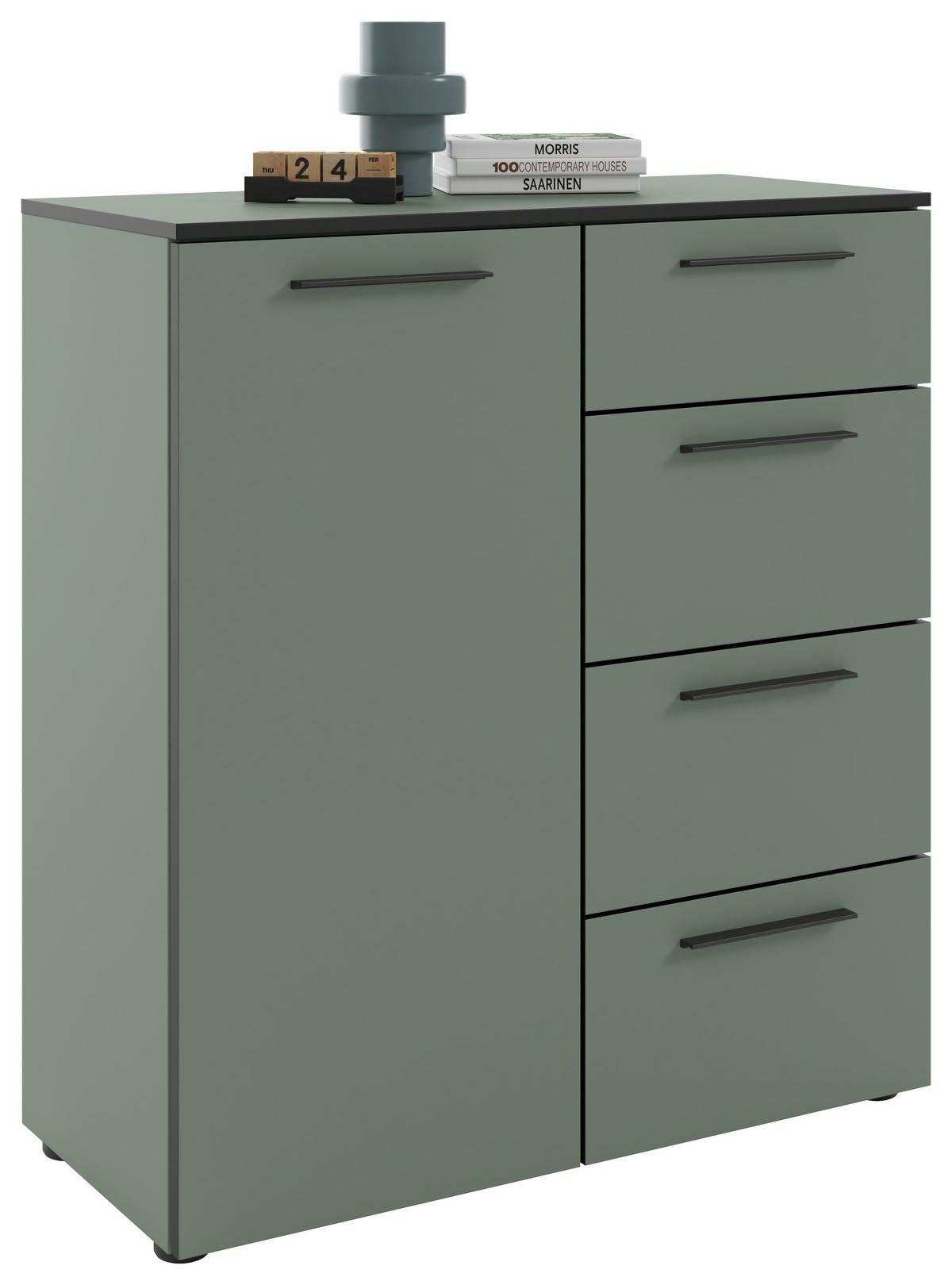KOMMODE soul  in 90/99,8/40 cm  - Schilfgrün/Schwarz, MODERN, Holzwerkstoff/Metall (90/99,8/40cm)
