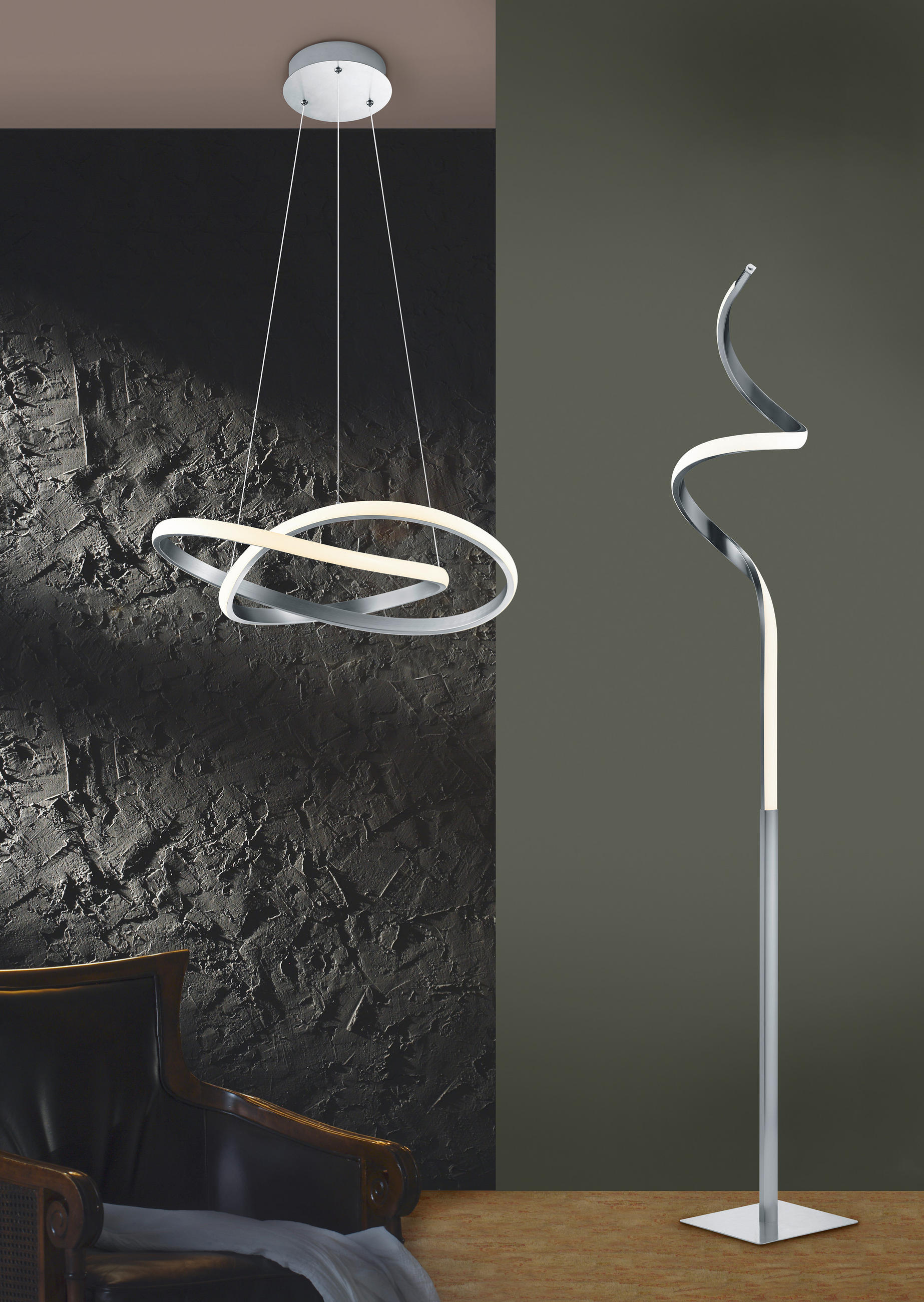 LUSTRĂ LED 60/150 cm  - culoare nichel/alb, Design, plastic/metal (60/150cm)