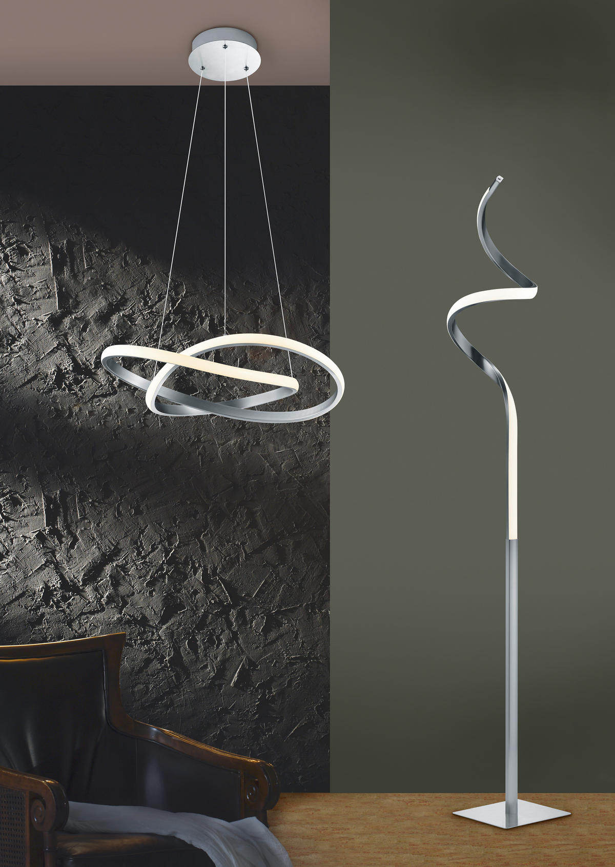 Lustră Led 60/150 cm  - culoare nichel/alb, Design, plastic/metal (60/150cm)