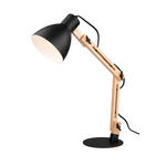 TISCHLEUCHTE  - Schwarz/Braun, Design, Holz/Metall (34/16/55,5cm) - Novel