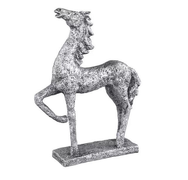 KONJ DEKORATIVNI - srebrne boje, Design, plastika (32/8/41.5cm)