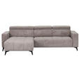 ECKSOFA Taupe Cord Rücken echt, Kopfteilverstellung, Sitzvorzug  - Taupe/Schwarz, KONVENTIONELL, Textil/Metall (170/257cm) - Carryhome