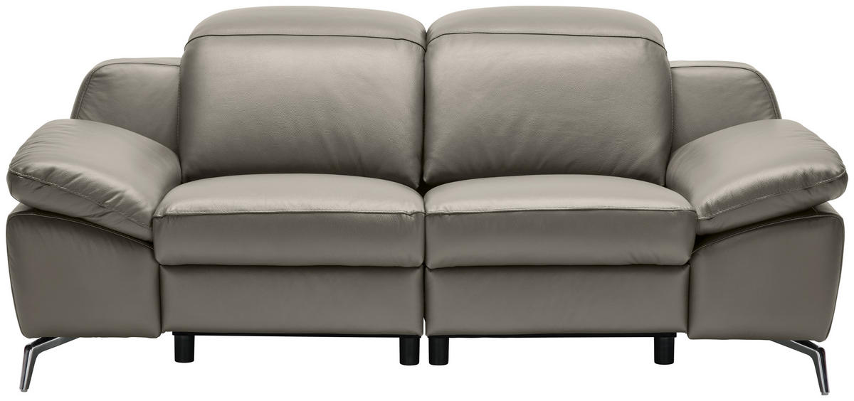 2 ÜLÉSES KANAPÉ bőr szürkésbarna  - krómszínű/fekete, Design, műanyag/bőr (194/83-99/110cm) - Celina Home