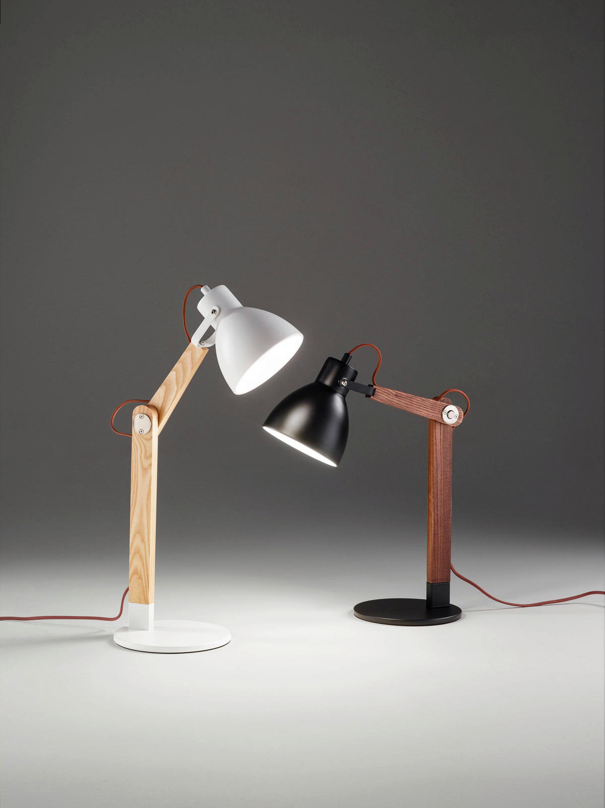 TISCHLEUCHTE 41/73 cm   - Walnussfarben/Schwarz, Design, Holz/Metall (41/73cm) - Fabas Luce