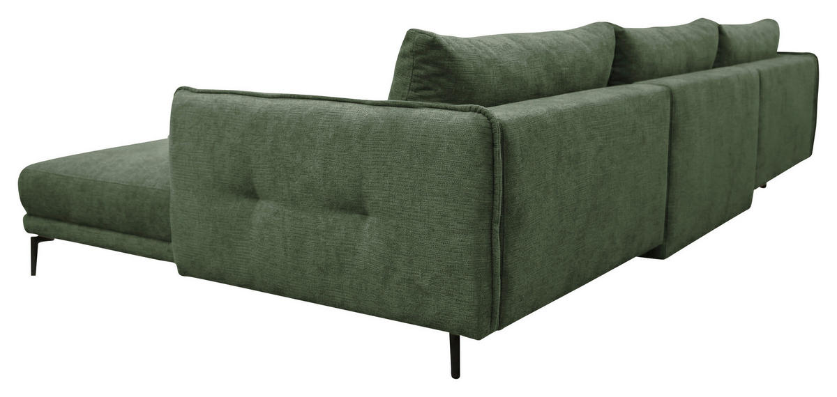 WOHNLANDSCHAFT LAGACY U in Flachgewebe Grün  - Schwarz/Grün, Design, Textil/Metall (193/368/193cm) - MID.YOU