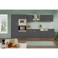 MODULKÖK 340 cm   i grå, ekfärgad  - grå/ekfärgad, Modern, trämaterial (340cm) - Respekta