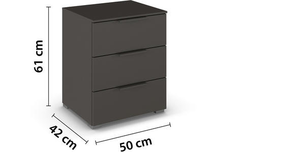 NACHTSCHRANK 50/61/42 cm  - Silberfarben/Graphitfarben, Trend, Holzwerkstoff/Metall (50/61/42cm) - Novel