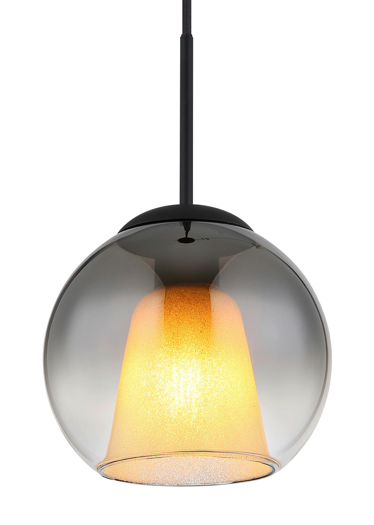 HÄNGELEUCHTE 20/120 cm    - Klar/Schwarz, Design, Glas/Textil (20/120cm) - Globo