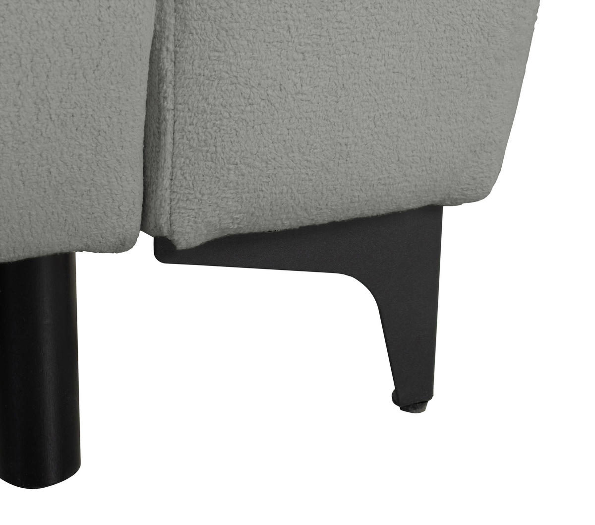 ECKSOFA Moli Grau Bouclé  - Schwarz/Grau, Design, Textil/Metall (236/148cm) - MID.YOU