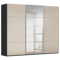 SCHWEBETÜRENSCHRANK 242/223/68 cm,  in Schwarz, Champagner, 3 Tür(en)  - Champagner/Alufarben, KONVENTIONELL, Glas/Holzwerkstoff (242/223/68cm) - Novel