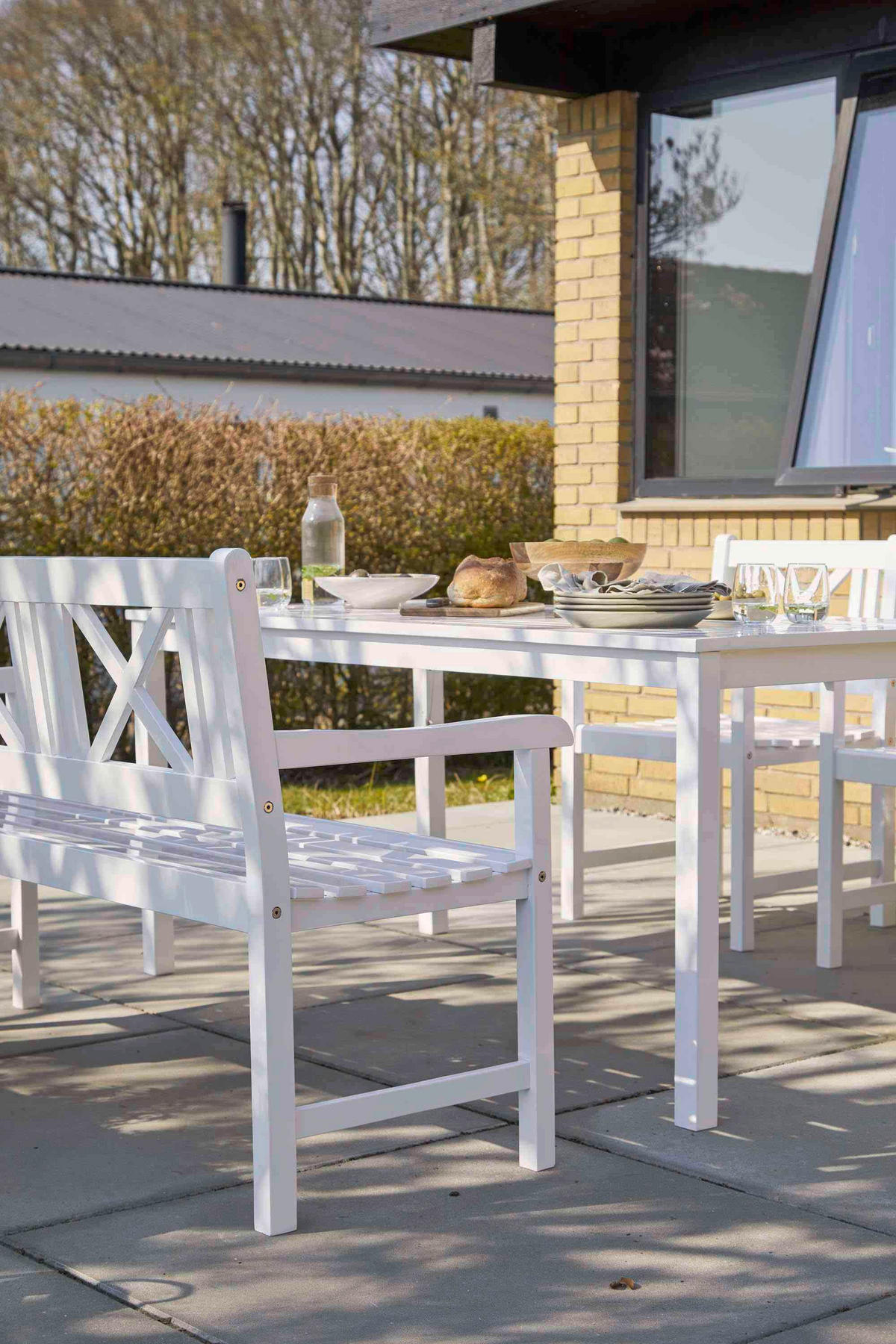 GARTENTISCH 165/80/75 cm Holz Weiss Hochglanz rechteckig  - Weiss Hochglanz, Natur, Holz (165/80/75cm) - Gardenson