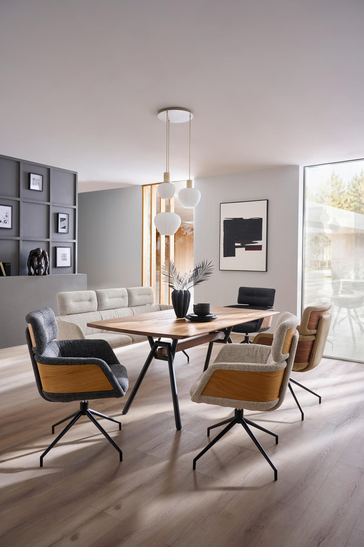 ESSTISCH 180/100/76 cm Echtholz  Holz Freiform Schwarz, Eichefarben  - Eichefarben/Schwarz, Design, Holz/Metall (180/100/76cm) - Valnatura